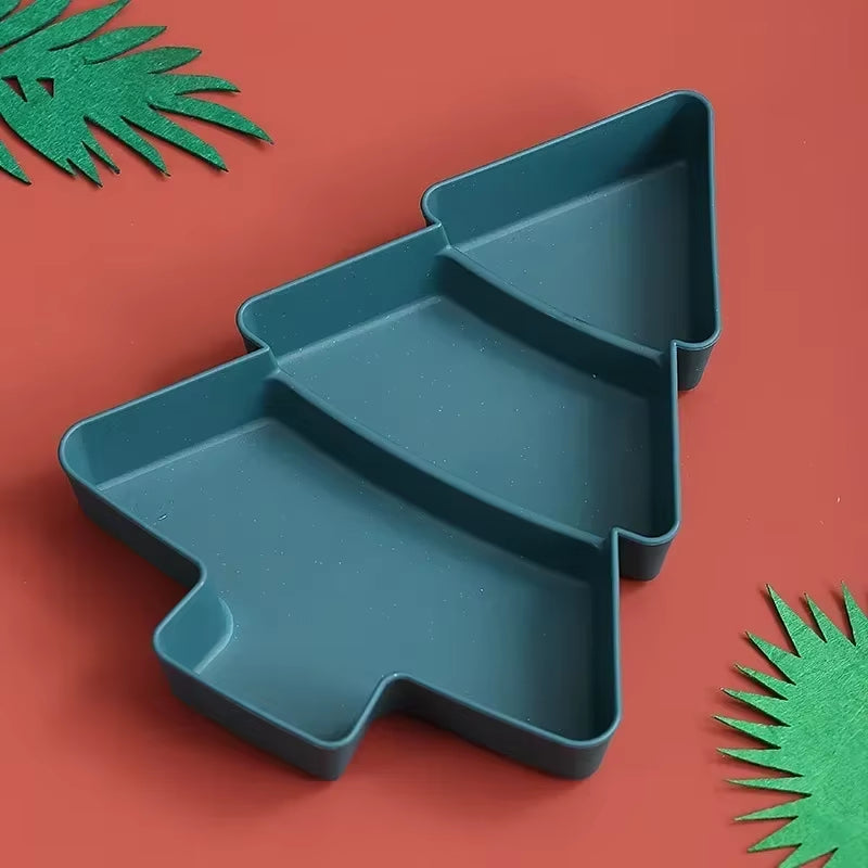 Christmas Tree Shape Living Room Candy Snacks Nuts Seeds Dry Fruits Plastic Plate Dishes Bowl Breakfast Plates Tray Tableware