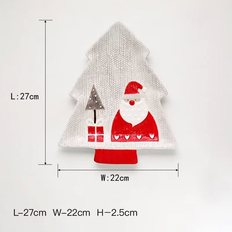 Creative Christmas Ceramic Plate Unique Tableware Cute Cartoon Delicious Dishes Dinner Plates Home Afternoon Tea Dessert Plate