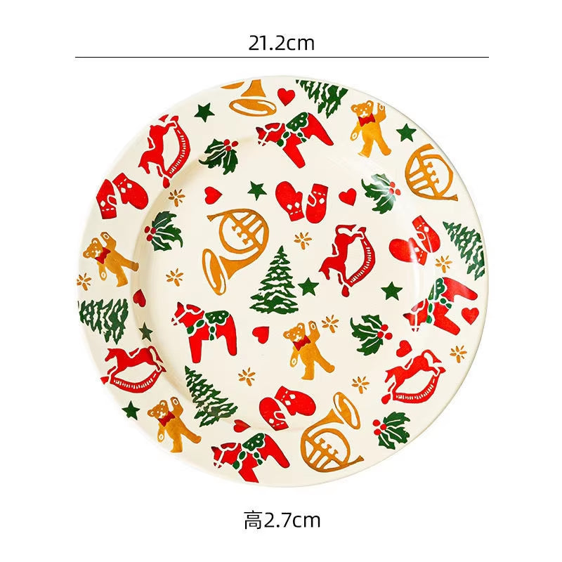 Santa Claus Plate Set Rabbit Plate Tableware Set Theme Plate Christmas Tree Home Desserts Christmas Restaurant Decoration